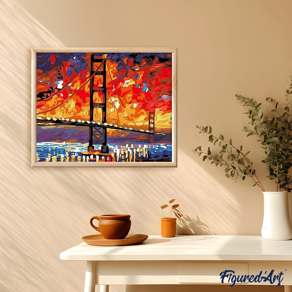 paint by numbers | San Francisco Bridge by Night | cities intermediate | FiguredArt