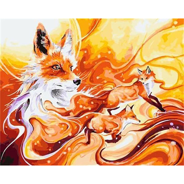 paint by numbers | Three Foxes | animals foxes intermediate | FiguredArt