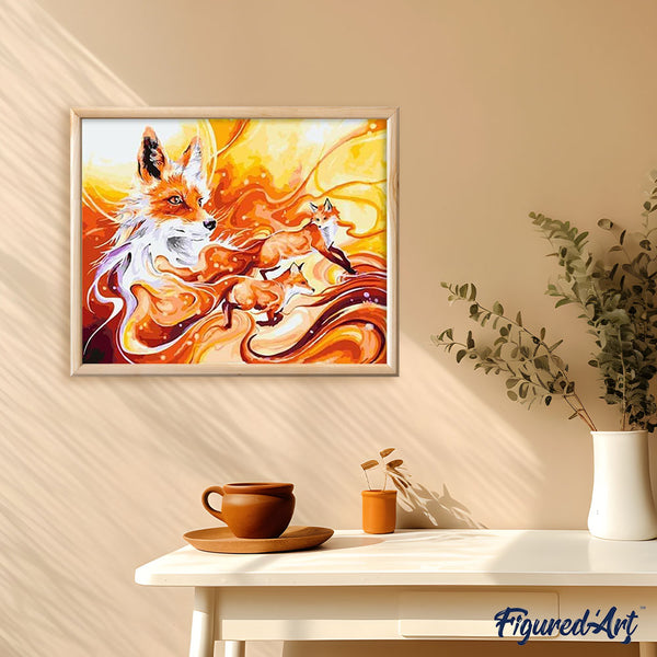 paint by numbers | Three Foxes | animals foxes intermediate | FiguredArt