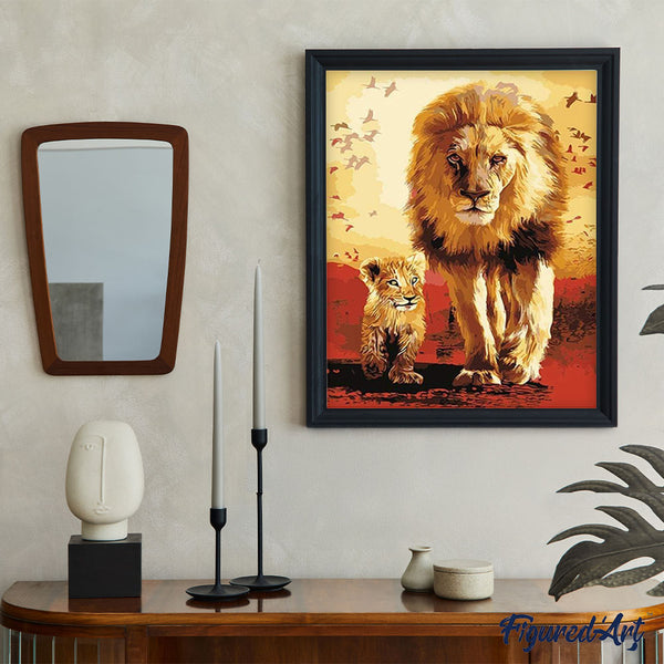 paint by numbers | Lion and cub | animals easy lions | FiguredArt