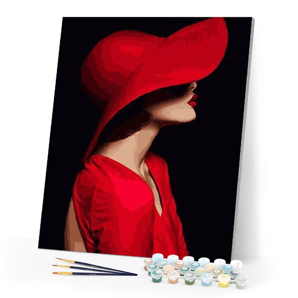 paint by numbers | The Lady with a Red Hat | beginners easy portrait | FiguredArt