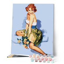 Load image into Gallery viewer, Vintage Pin-up with Bouquet