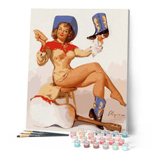 Load image into Gallery viewer, Vintage Pin-up with Blue Boots