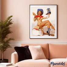 Load image into Gallery viewer, Vintage Pin-up with Blue Boots