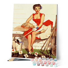 Load image into Gallery viewer, Paint by numbers | Pin-up and gardening | easy women new arrivals pin-up | Figured'Art