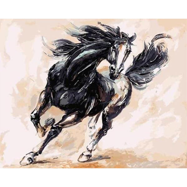 paint by numbers | Black Horse | animals horses intermediate | FiguredArt