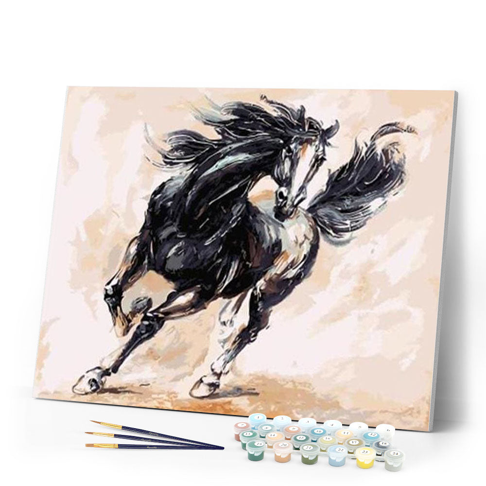 paint by numbers | Black Horse | animals horses intermediate | FiguredArt