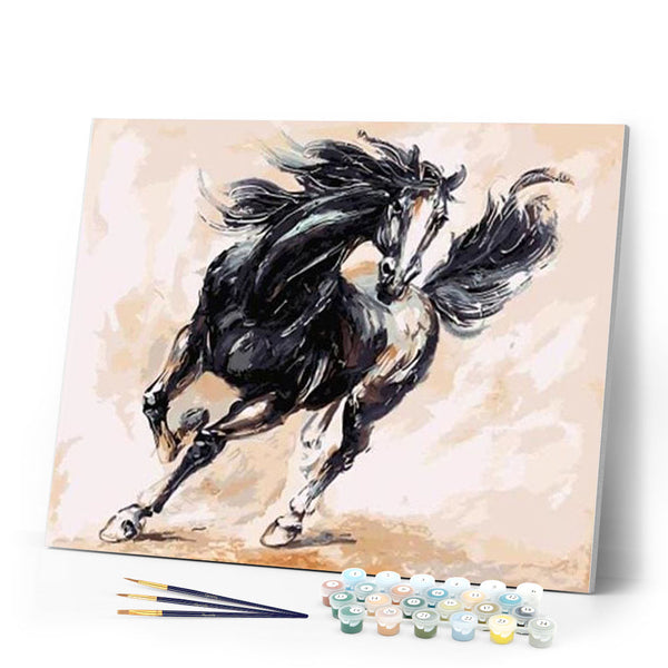 paint by numbers | Black Horse | animals horses intermediate | FiguredArt