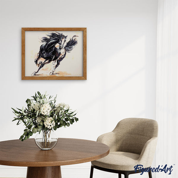 paint by numbers | Black Horse | animals horses intermediate | FiguredArt