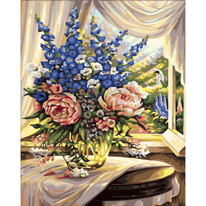 Paint by numbers | Open window and flower bouquet | advanced flowers new arrivals | Figured'Art