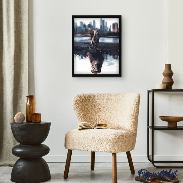 Paint by numbers | Cat and Lion reflection | animals cats intermediate lions new arrivals cities | Figured'Art