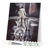 Paint by numbers | Dog and Wolf reflection | animals dogs intermediate wolves new arrivals | Figured'Art