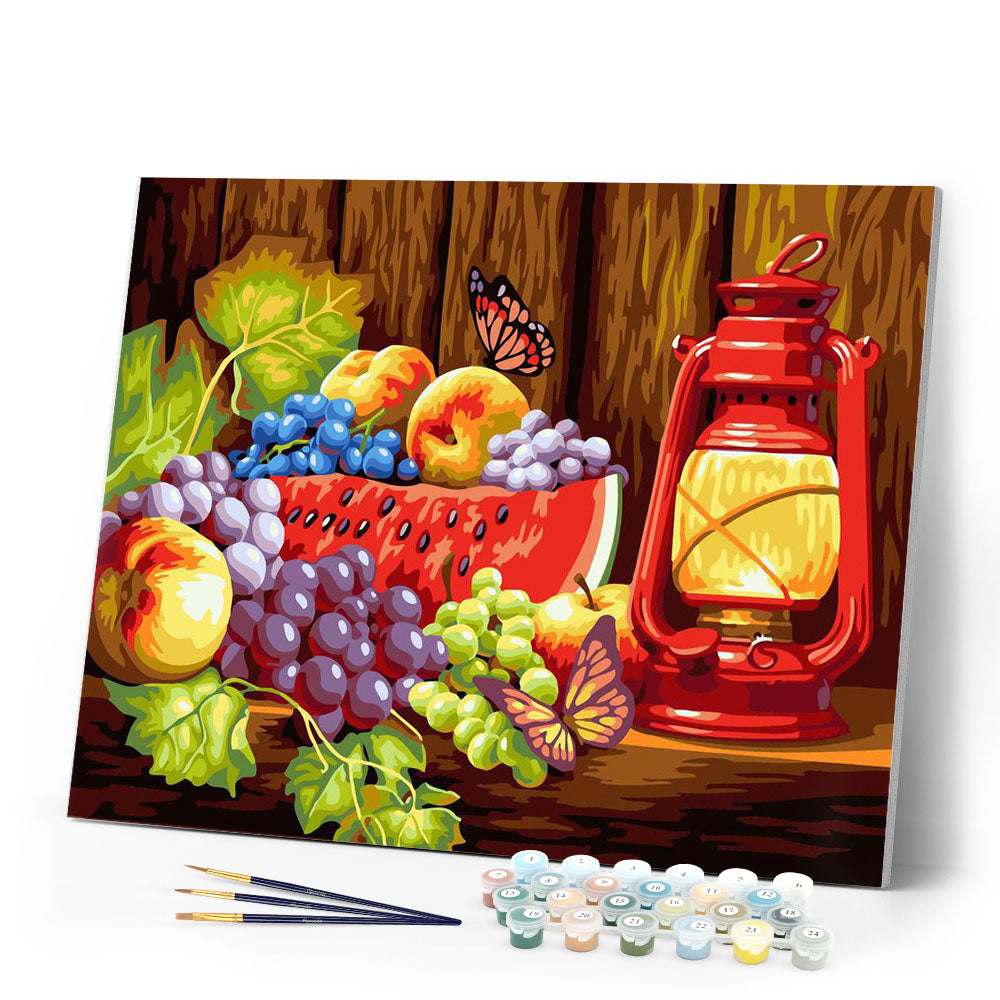 Paint by numbers | Fruits on the table and butterflies | animals advanced kitchen new arrivals butterflies | Figured'Art