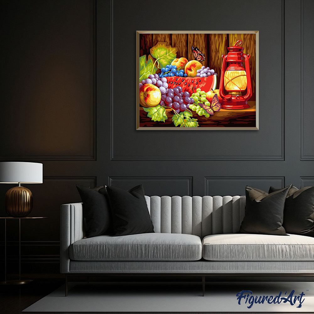 Paint by numbers | Fruits on the table and butterflies | animals advanced kitchen new arrivals butterflies | Figured'Art