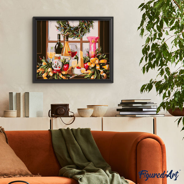 Paint by numbers | Wine bottles on the table | advanced kitchen new arrivals | Figured'Art