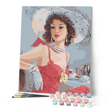 Load image into Gallery viewer, paint by numbers | Elegant Lady | animals elephants intermediate portrait romance | FiguredArt