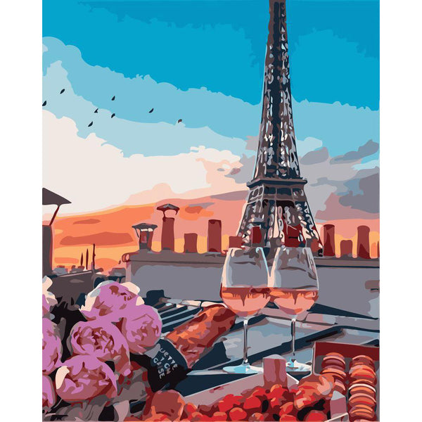 Paint by numbers | The aperitif with the Eiffel Tower's view | intermediate new arrivals romance cities | Figured'Art