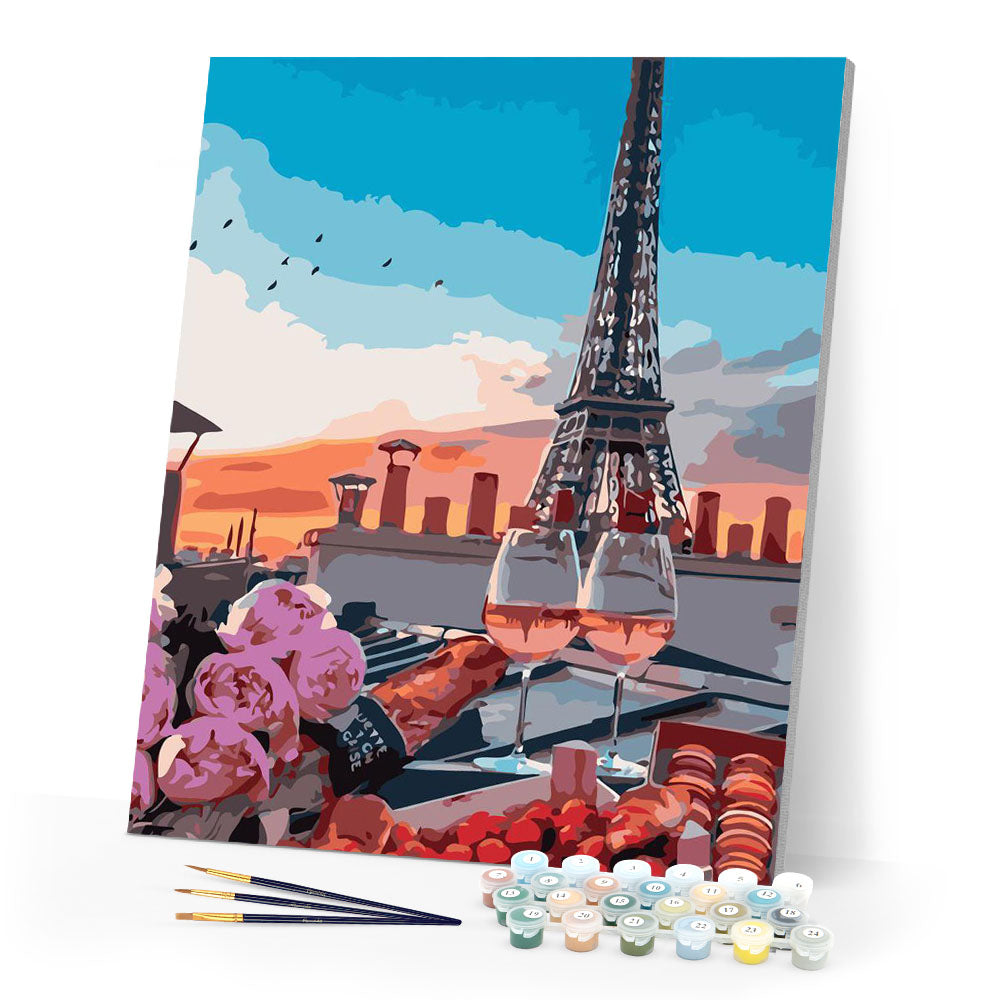 Paint by numbers | The aperitif with the Eiffel Tower's view | intermediate new arrivals romance cities | Figured'Art