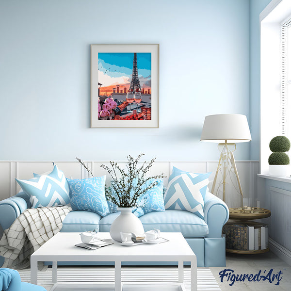 Paint by numbers | The aperitif with the Eiffel Tower's view | intermediate new arrivals romance cities | Figured'Art