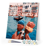 Paint by Numbers - Ice cream cones by the canal