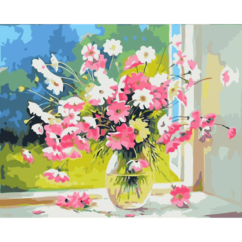 Paint by numbers | Vase of pink and white flowers | flowers intermediate new arrivals | Figured'Art