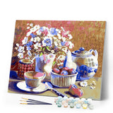 Paint by numbers | Set of tea and flowers | advanced flowers new arrivals | Figured'Art