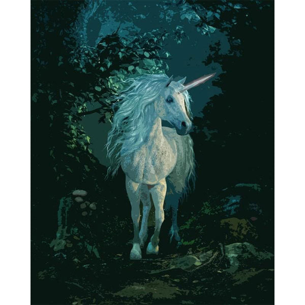 paint by numbers | White Unicorn by Night | advanced animals landscapes unicorns | FiguredArt