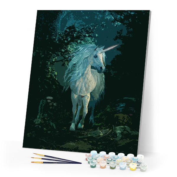 paint by numbers | White Unicorn by Night | advanced animals landscapes unicorns | FiguredArt