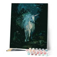 Load image into Gallery viewer, paint by numbers | White Unicorn by Night | advanced animals landscapes unicorns | FiguredArt