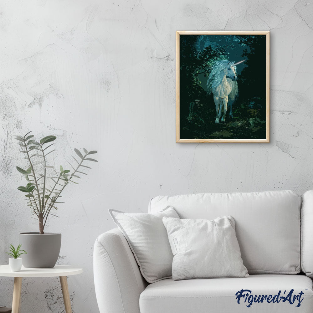 paint by numbers | White Unicorn by Night | advanced animals landscapes unicorns | FiguredArt