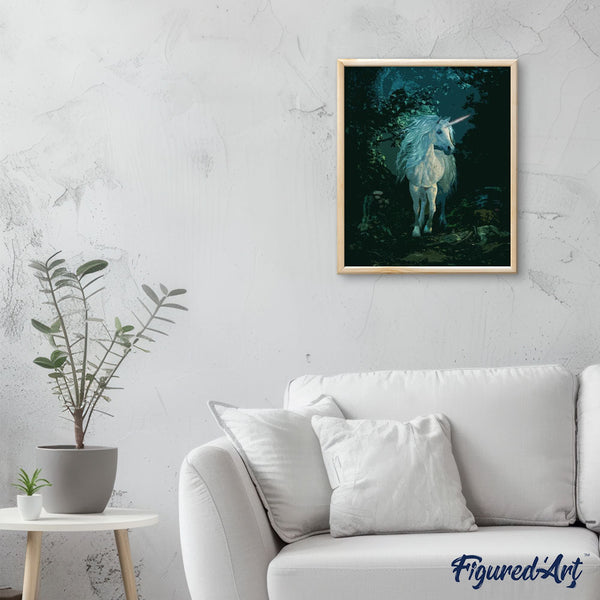paint by numbers | White Unicorn by Night | advanced animals landscapes unicorns | FiguredArt