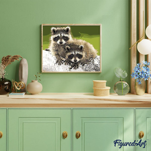 paint by numbers | Raccoons | intermediate landscapes raccoons | FiguredArt
