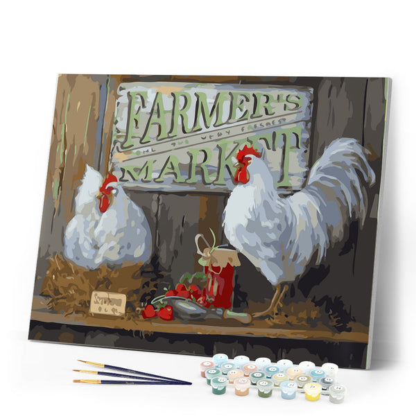 Paint by Numbers - Chickens on the farm