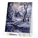 Paint by numbers | House and river in winter | advanced hiver new arrivals landscapes | Figured'Art
