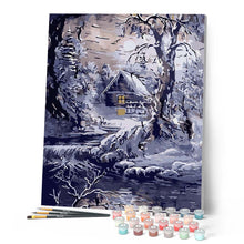 Load image into Gallery viewer, Paint by numbers | House and river in winter | advanced hiver new arrivals landscapes | Figured'Art