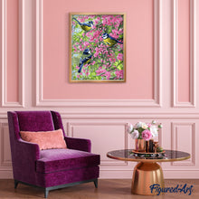 Load image into Gallery viewer, Three birds on flowery branches