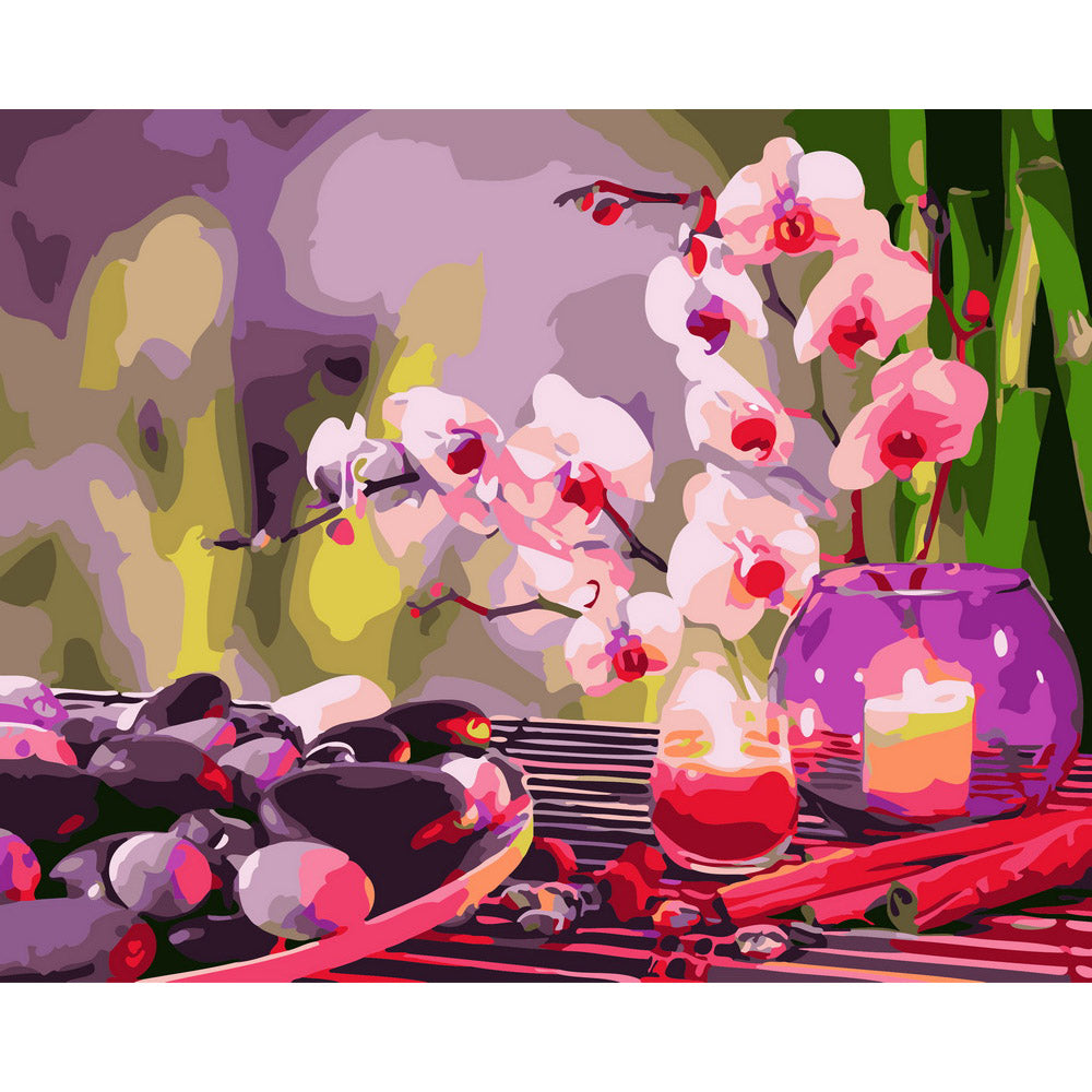 Relaxation with candles and flowers