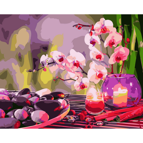 Relaxation with candles and flowers