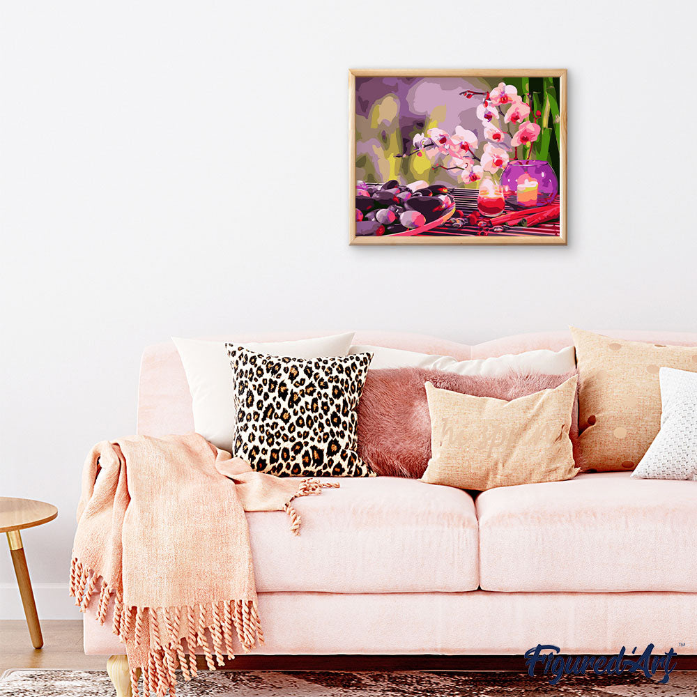 Relaxation with candles and flowers