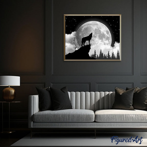 paint by numbers | Lonesome Howl | animals intermediate landscapes wolves | FiguredArt