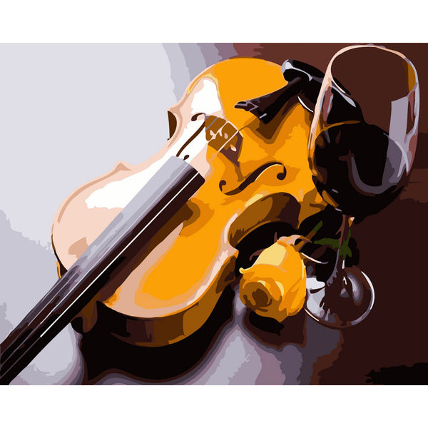 Violin and glass of wine
