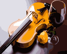Load image into Gallery viewer, Paint by Numbers - Violin and glass of wine
