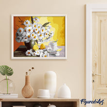 Load image into Gallery viewer, Vase of daisies and tea cup