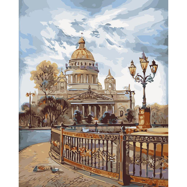 Paint by numbers | Nice building by the road | advanced new arrivals cities | Figured'Art