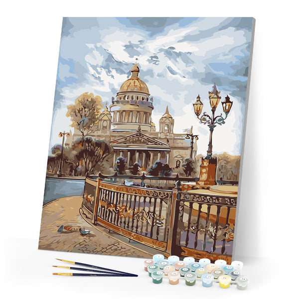 Paint by numbers | Nice building by the road | advanced new arrivals cities | Figured'Art