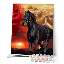 Load image into Gallery viewer, Black horse and lightning