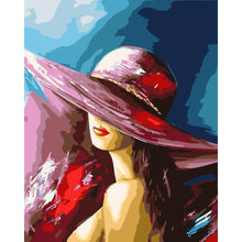 Load image into Gallery viewer, Paint by numbers | Attractive woman with hat | women intermediate new arrivals portrait | Figured&#39;Art