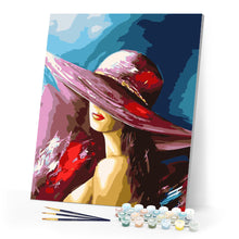 Load image into Gallery viewer, Paint by numbers | Attractive woman with hat | women intermediate new arrivals portrait | Figured&#39;Art