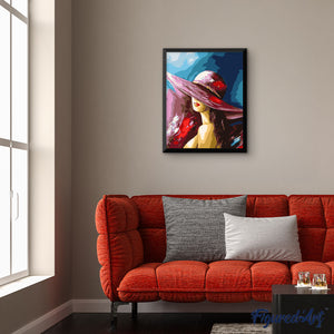 Paint by numbers | Attractive woman with hat | women intermediate new arrivals portrait | Figured'Art