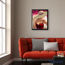 Load image into Gallery viewer, Woman with Hat and Red Dress